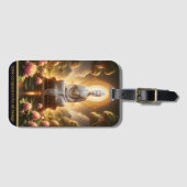 Étiquette À Bagage Bouddha au milieu des fleurs de lotus. (Devant Horizontal)