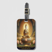 Étiquette À Bagage Bouddha aux fleurs de lotus. (Devant Vertical)