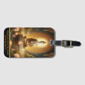 Étiquette À Bagage Bouddha aux fleurs de lotus. (Devant Horizontal)