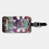 Étiquette À Bagage Bouddha bleu turquoise Photo Imagine Script Antiqu (Devant horizontal)