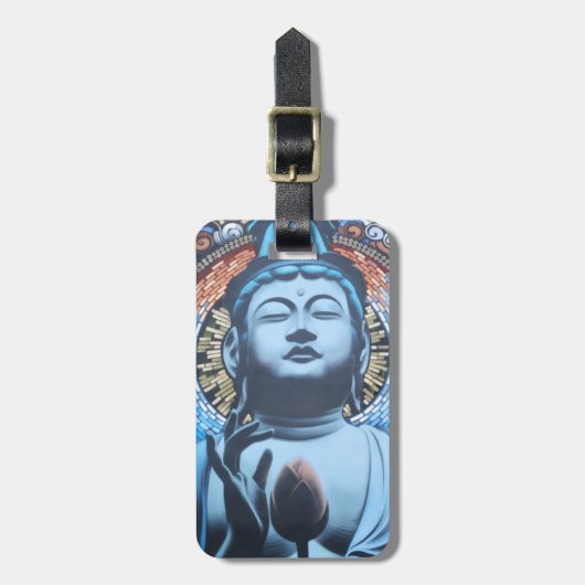 Étiquette À Bagage Bouddha dans le bleu (Devant Vertical)
