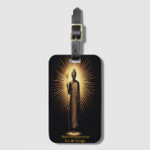 Étiquette À Bagage Bouddha debout au milieu d'une lumière éclatante. (Devant Vertical)