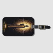 Étiquette À Bagage Bouddha debout au milieu d'une lumière éclatante. (Devant Horizontal)