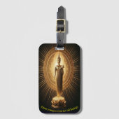 Étiquette À Bagage Bouddha d'or méditant dans le lotus. (Devant Vertical)