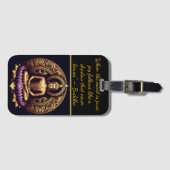 Étiquette À Bagage Bouddha d'or méditant dans le lotus. (Devant Horizontal)