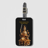 Étiquette À Bagage Bouddha d'or sur le trône du lotus (Devant Vertical)