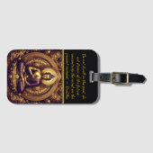 Étiquette À Bagage Bouddha en relief or. (Devant Horizontal)