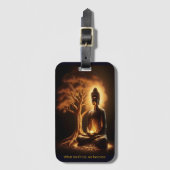 Étiquette À Bagage Bouddha méditant sous un arbre (Devant Vertical)