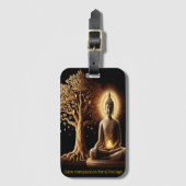 Étiquette À Bagage Bouddha sous un arbre qui brille (Devant Vertical)