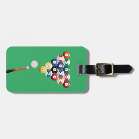 Étiquette À Bagage Boule et bâton de queue Animée de billards (Devant horizontal)