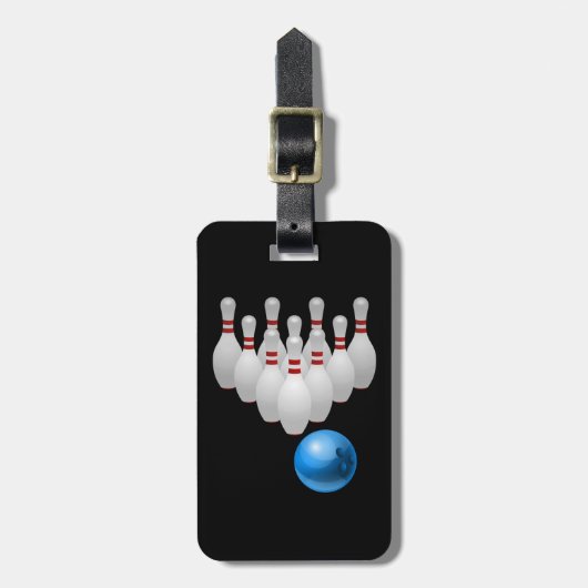 Étiquette À Bagage Boule et goupilles de bowling Animée (Devant Vertical)