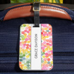 Étiquette À Bagage Boule Thé arc-en-ciel rose orange vert<br><div class="desc">Brillant et brillant, accrocheur et féminin cercle d'aquarelle thème LUGGAGE TAG avec un motif inspiré par le monde délicieux du thé à bulles, incorporant des couleurs chaudes et vibrantes de vert, orange, rose, jaune et bleu Le texte peut facilement être customisé avec votre nom pour un cadeau ou accessoire de...</div>