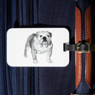Étiquette À Bagage Bouledogue anglais dessiné à la main 