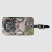 Étiquette À Bagage Bouledogue français avec abeille (Devant Horizontal)