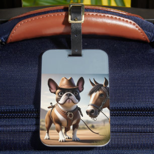 Étiquette À Bagage Bouledogue français chapeau de cow-boy Bouledogue