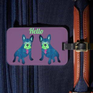 Étiquette À Bagage Bouledogue français dit Hello French Bulldog