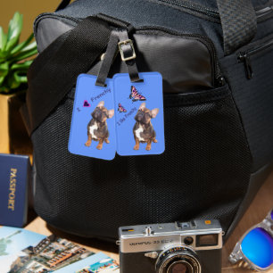Étiquette À Bagage Bouledogue français Papillons Jour Bulldog