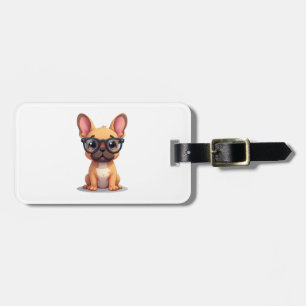 Étiquette À Bagage Bouledogue français portant des lunettes Copie