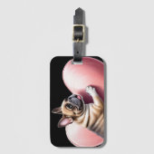 Étiquette À Bagage Bouledogue français Saint-Valentin french Bulldog (Devant Vertical)