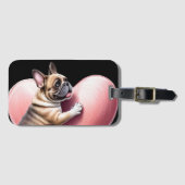 Étiquette À Bagage Bouledogue français Saint-Valentin french Bulldog (Devant Horizontal)