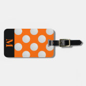 Étiquette À Bagage Boules de golf blanches Monogrammes, Orange (Devant horizontal)