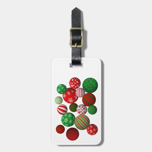 Étiquette À Bagage Boules de Noël 3D (Devant Vertical)