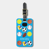 Étiquette À Bagage Boules de sport personnalisées Bleu (Devant Vertical)