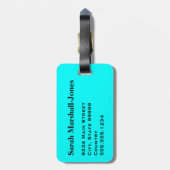 Étiquette À Bagage Boules de volley-ball blanc monogramme, bleu aquat (Dos Vertical)