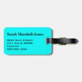 Étiquette À Bagage Boules de volley-ball blanc monogramme, bleu aquat (Dos horizontal)