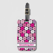 Étiquette À Bagage Boulettes roses, blanches et violettes, (Devant Vertical)