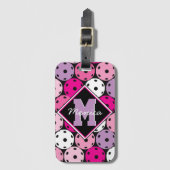 Étiquette À Bagage Boulettes roses, blanches et violettes de nom (Devant Vertical)