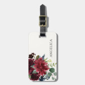 Étiquette À Bagage Bouquet Bourgogne | Nom personnalisé (Devant Vertical)