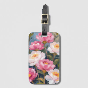 Étiquette À Bagage Bouquet de fleurs de pivoines roses