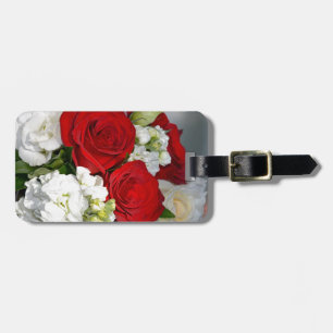 Étiquette À Bagage Bouquet de roses de mariage rouges et blanches