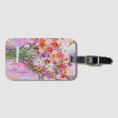 Étiquette À Bagage Bouquet Fleur sauvage Aquarelle rose (Devant Horizontal)