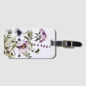 Étiquette À Bagage Bouquet Fleur sauvage pourpre Aquarelle Florale (Devant Horizontal)