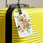 Étiquette À Bagage Bouquet floral de printemps brillant avec Monogram<br><div class="desc">Un bouquet de printemps lumineux et magnifique de fleurs d'aquarelles jaunes, roses et blanches rend ce design féminin pop avec style. Les couleurs exsument le bonheur et un esprit gai. Ce design est un grand choix pour les femmes, les ados et les filles qui aiment le jardinage et les fleurs....</div>