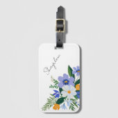 Étiquette À Bagage Bouquet floral violet orange (Devant Vertical)