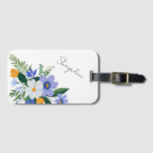 Étiquette À Bagage Bouquet floral violet orange (Devant Horizontal)