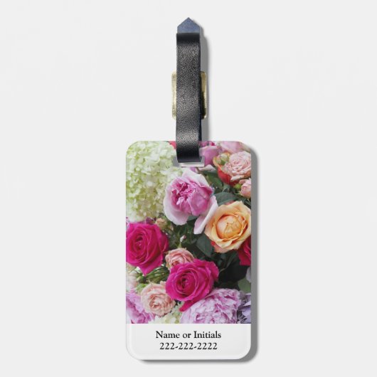 Étiquette À Bagage Bouquet personnalisé des fleurs d'été Monogramme R (Dos Vertical)