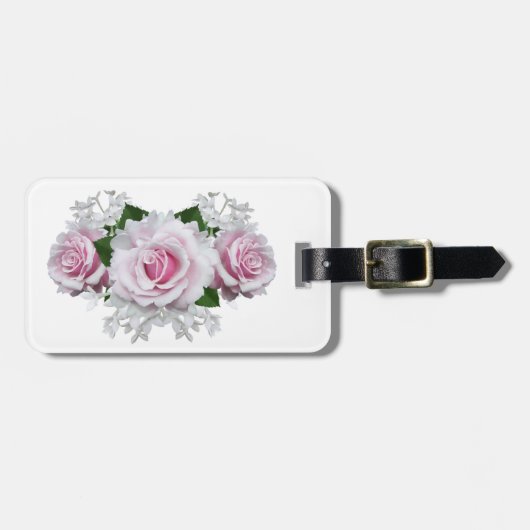 Étiquette À Bagage Bouquet rose (Devant horizontal)