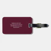 Étiquette À Bagage Bourgogne et blanc | Monogramme moderne (Dos horizontal)