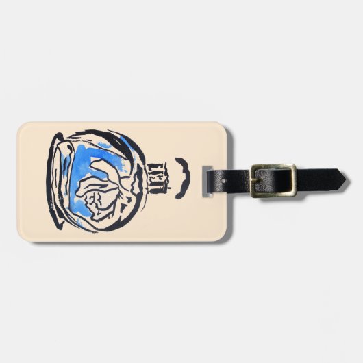 Étiquette À Bagage Bouteille de parfum d'illustration de mode bleue (Devant horizontal)