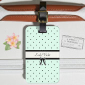 Étiquette À Bagage Boutique Chic Monogramme pois vert menthe