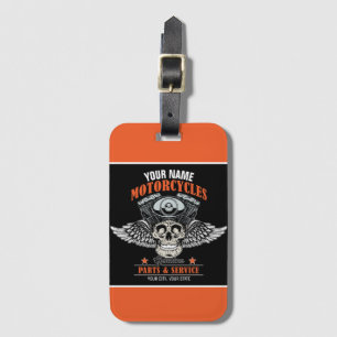 Étiquette À Bagage Boutique de moto à crâne volante personnalisée 