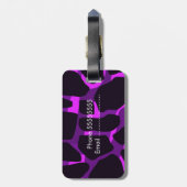 Étiquette À Bagage Boutique Imprimé Léopard Vache Violet (Dos Vertical)