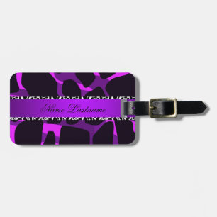 Étiquette À Bagage Boutique Purple Leopard Cow Imprimer