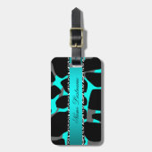 Étiquette À Bagage Boutique Turquoise Blue Grey Leopard Cow Imprimer (Devant Vertical)