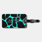 Étiquette À Bagage Boutique Turquoise Blue Grey Leopard Cow Imprimer (Dos horizontal)