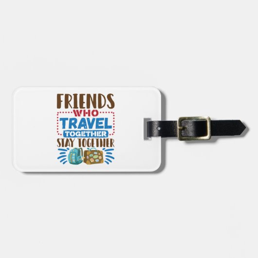 Étiquette À Bagage Bouton des amis qui voyagent ensemble (Devant horizontal)